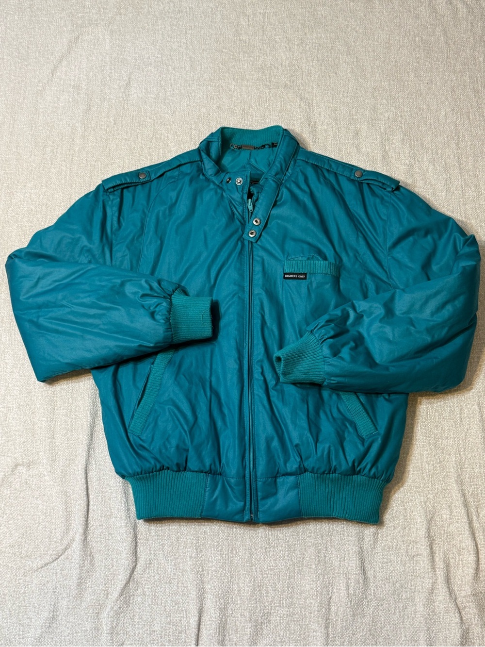 Vintage Members Only Jacket Sz 40 Teal 80s Bomber Retro Streetwear Y2K